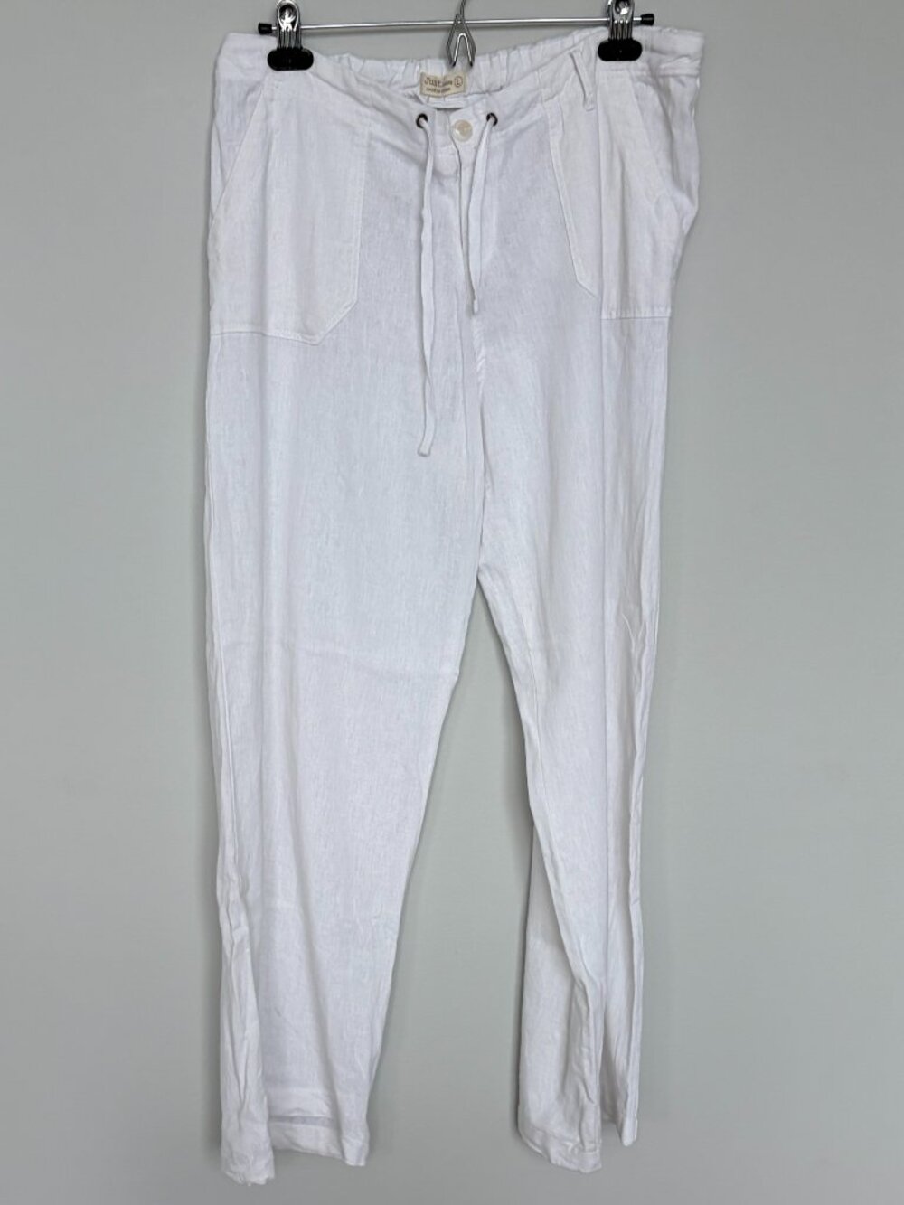 Just Living White Linen Wide Leg Pants L